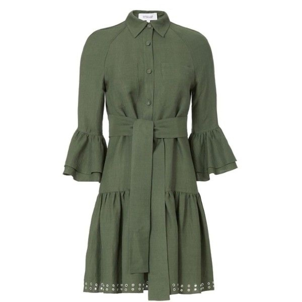 Derek Lam 10 Crosby Olive Green Grommet Hem Mini Dress sz 4 - Picture 1 of 14